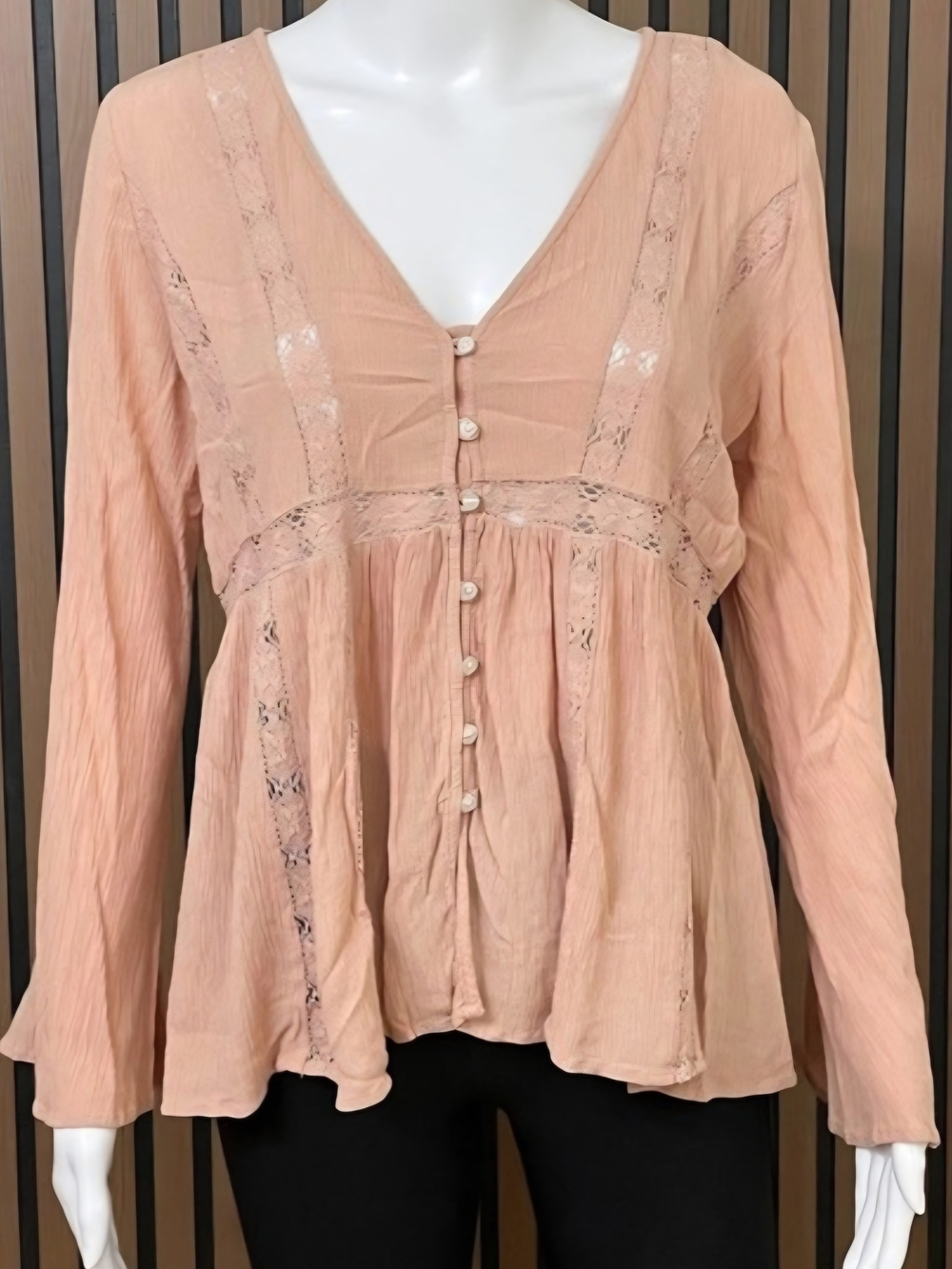 American Eagle Outfitters Long Sleeve Baby Doll Peasant Blouse Dusty Rose - Picture 7 of 7